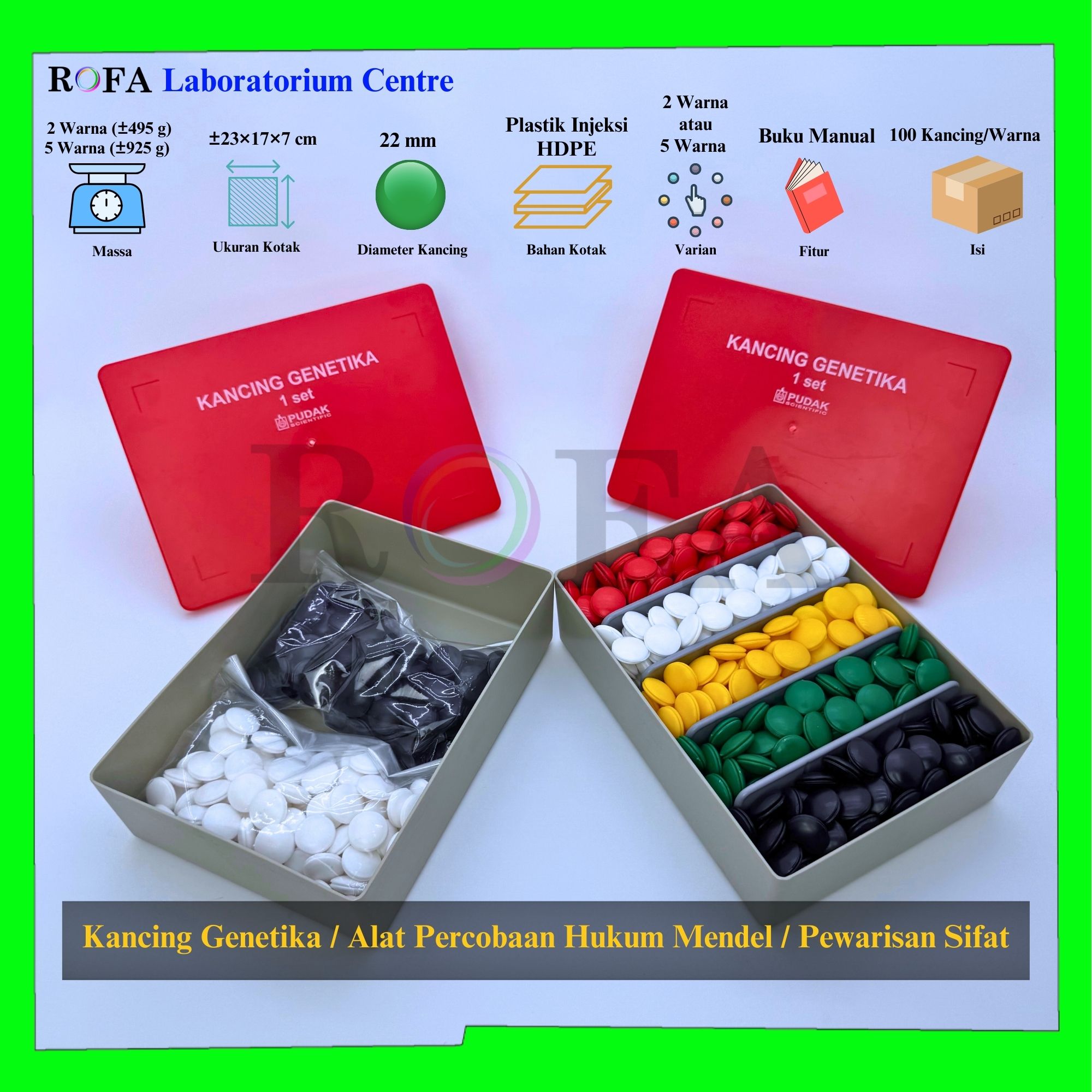 Kancing Genetika Kotak Genetika Alat Percobaan Hukum Mendel -16